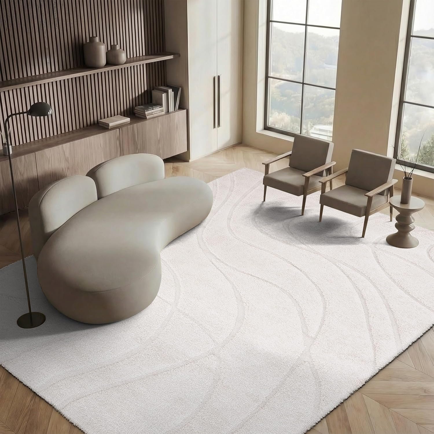 SAFAVIEH Florida Shag Collection Area Rug – 6′ x 9′, Creme & Creme, Non-Shedding & Easy Care, 1.2-inch Thick Ideal for High Traffic Areas in Living Room, Bedroom (SG471-1111)