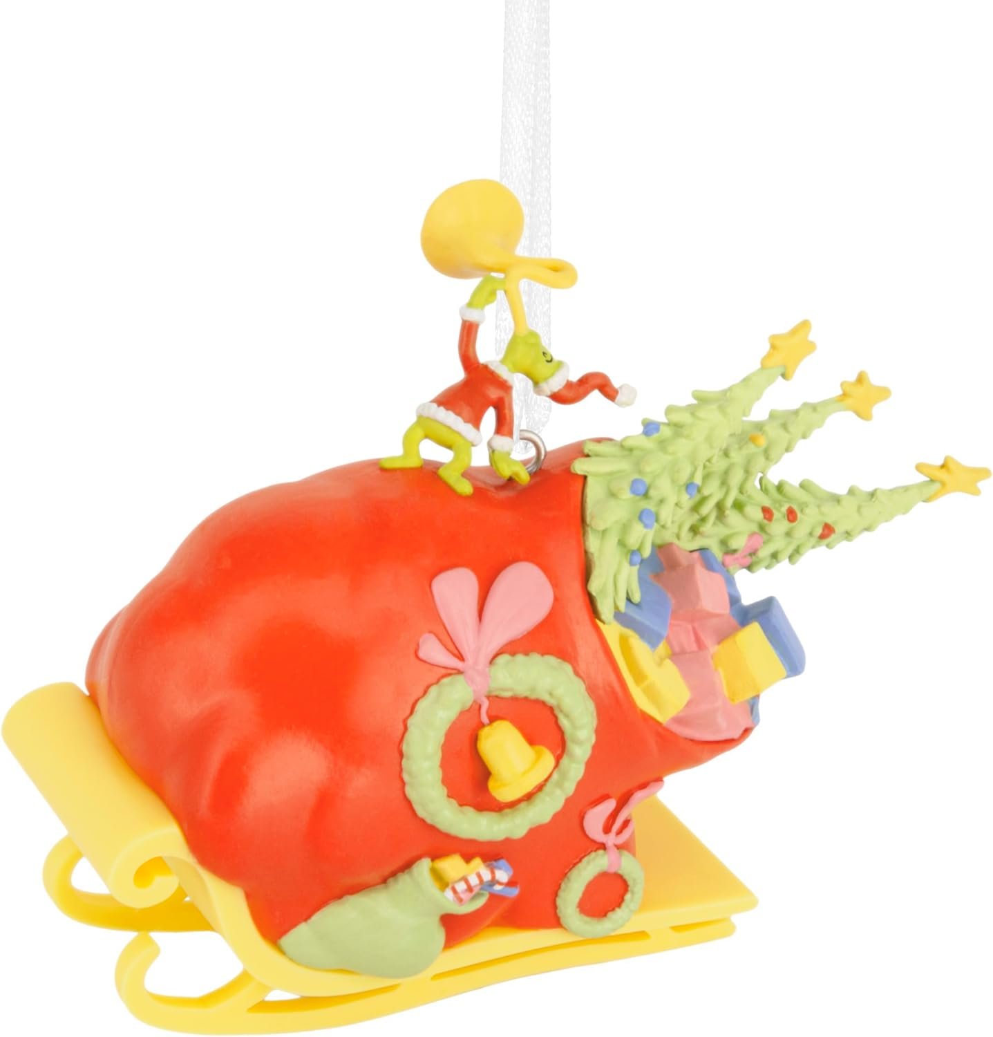 Hallmark Christmas Ornament, Dr. Seuss’s How the Grinch Stole Christmas! Grinch on Sleigh Ornament, Christmas Movie Gifts