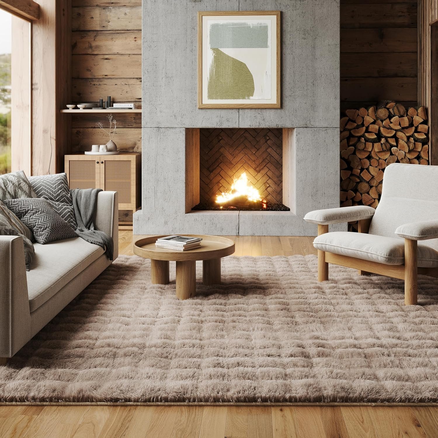 nuLOOM 5′ x 8′ Cozy Plush Area Rug, Machine Washable, Non-Slip, Soft Fluffy Shag Carpet for Living Room Bedroom Kids Room Nursery Home Decor, Jeni Taupe