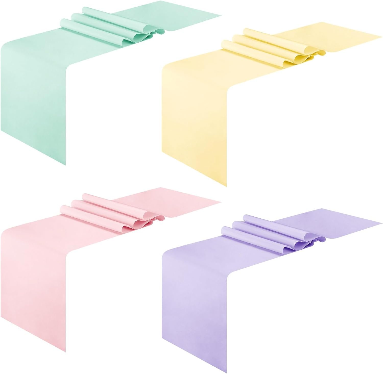 Newwiee 4 Pcs Pastel Table Runner Macaron Assorted Color Seasonal Table Decoration for Summer Spring Wedding Holiday Baby Shower Birthday Party Decoration,12 x 71 Inch, 4 Color