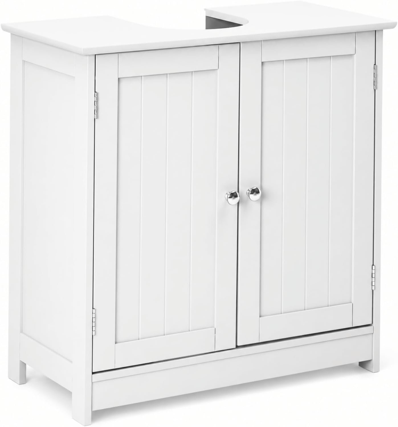 Bonnlo Pedestal Sink Storage Cabinet with 2 Doors Traditional Under Sink Cabinet Bathroom Space Saver Organizer with Adjustable Shelf White 23 5/8″ W x 11 7/16″ D x 23 5/8″ H
