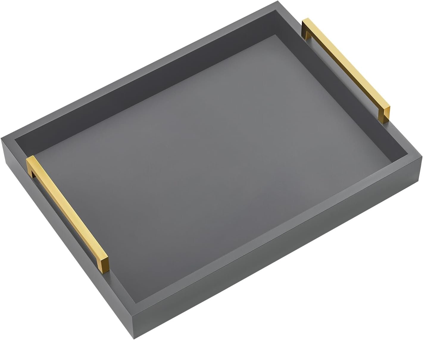 40cm x30cm Serving Trays with Handles, Grey Decorative Serving Tray, Ottoman Trays, Living Room, Bathroom, and Outdoors Decorative Trays (Charcoal)