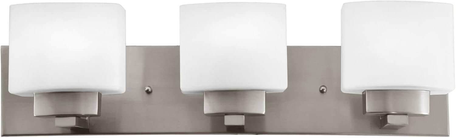 Design House Dove Creek Vanity Light, Dimmable, Frosted Glass, 3 Lights, Bathroom, Satin Nickel, 24 in x 6 in x 6.5 in, Item 578005