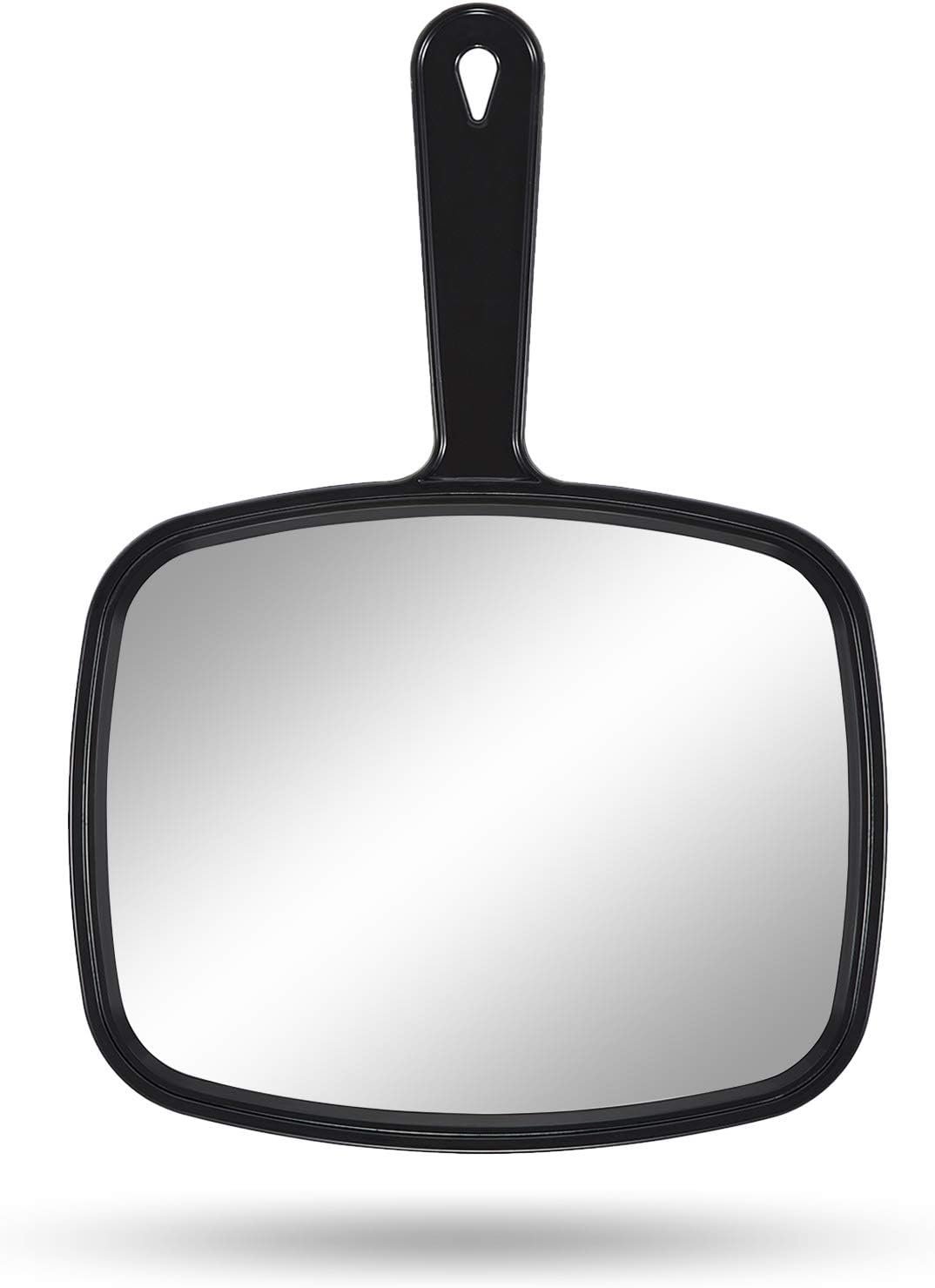 PROTECLE Hand Mirror, 10.3″ L x 7.4″ W Salon Barber Hairdressing Handheld Mirror with Handle, Square Black