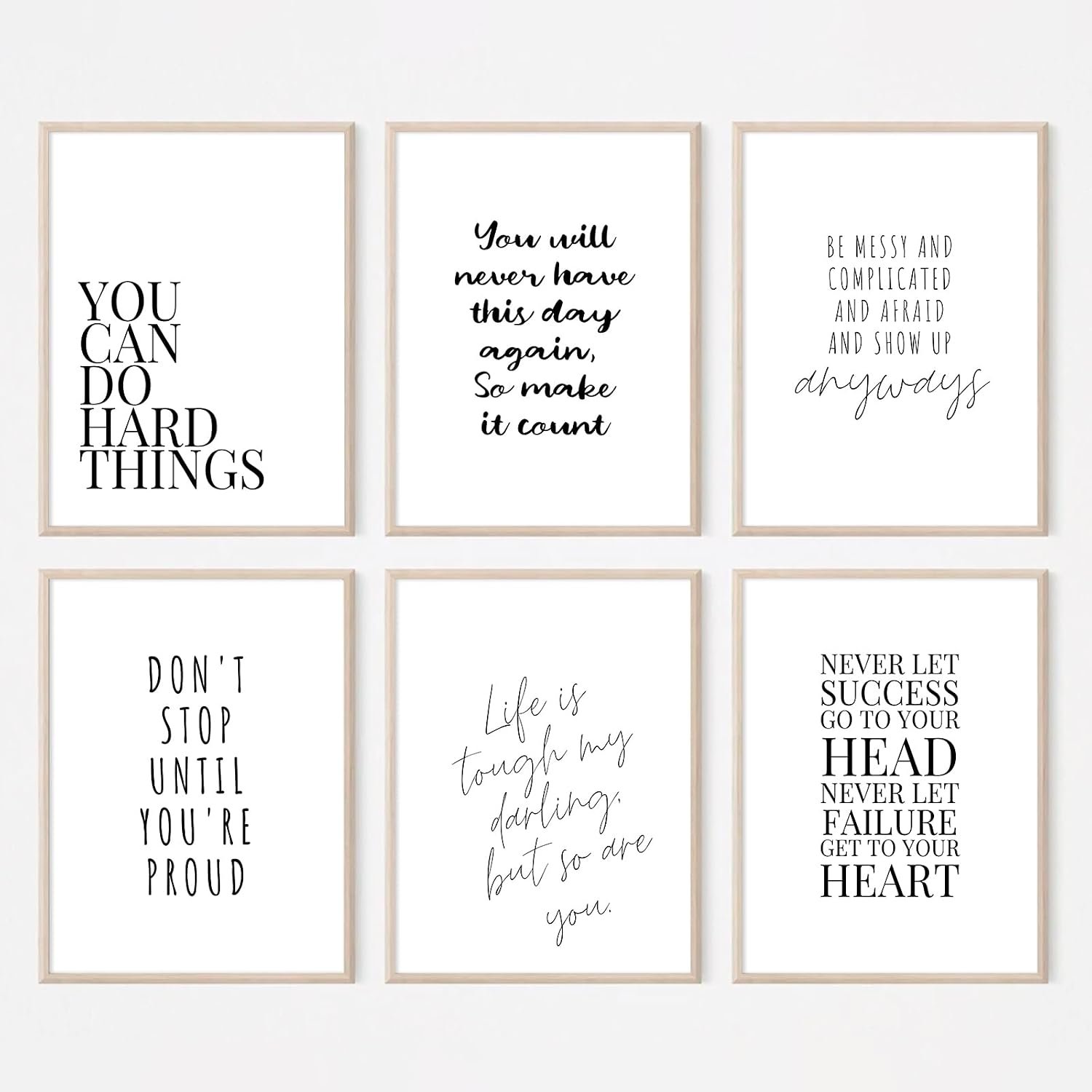 Office Inspirational Wall Art Decor Motivational Quotes Canvas Wall Art Positive Classroom Posters Pictures Office Inspirational Work Artwork for Women Home Bedroom 8×10 Inch Unframed Set of 6