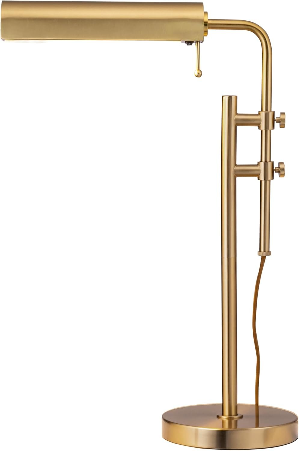 O’Bright Aurora LED Pharmacy Desk Lamp – Swing Arm, Industrial Design for Reading, Crafting, Work,10W LED, Adjustable Height 18.5-24.5 inches – Ideal for Living Room, Bedside, Office, Antique Brass