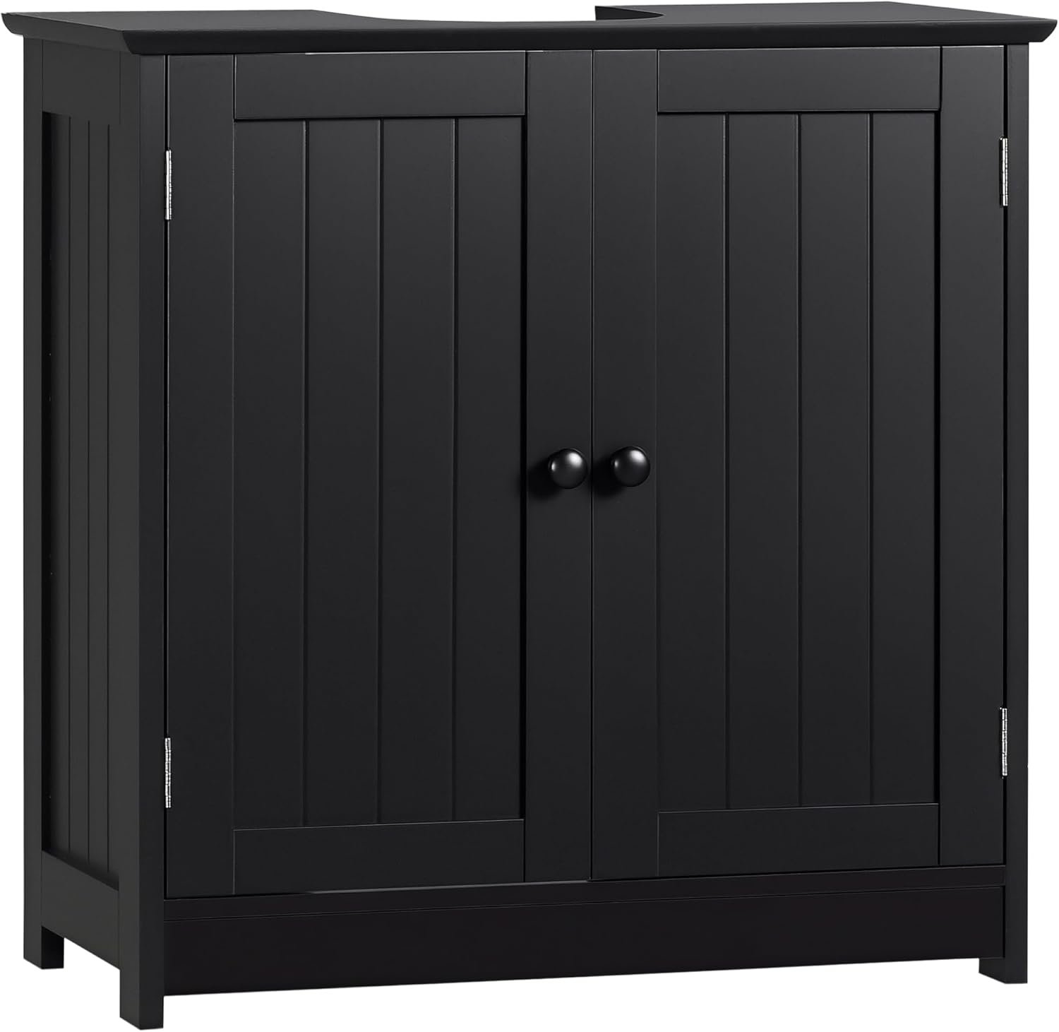 HOMCOM Under Sink Bathroom Cabinet, Pedestal Sink Storage Cabinet with 2 Doors, Shelf and U-Shape, Black