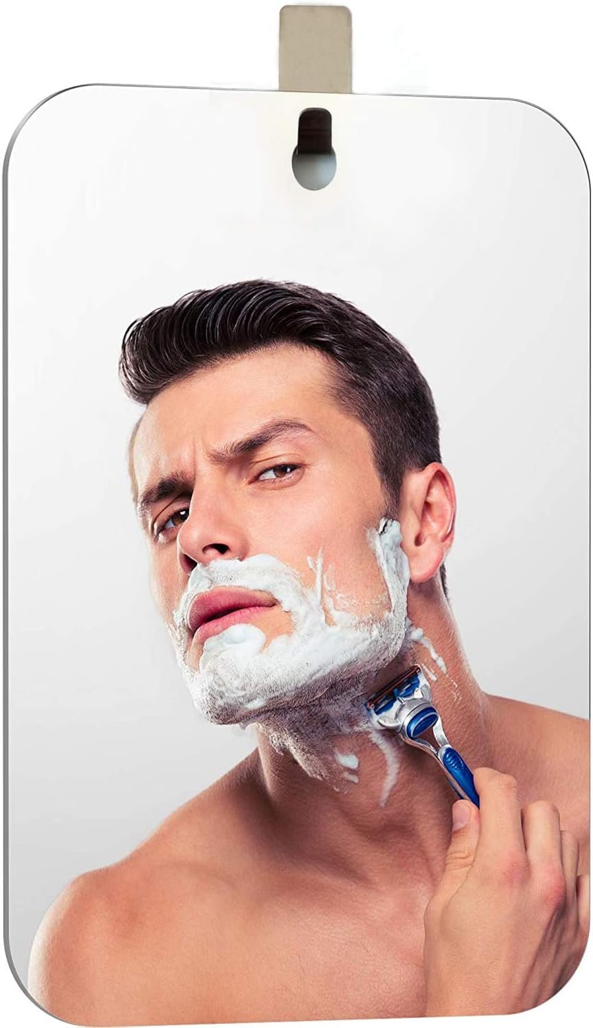 APHUIME Deluxe Large Fogless Shower Mirror, Fogless Shaving Mirror(7.48 in X 11 ​in), Anit-Fog Shaving Mirror with Hook, Fog Free Wall Hanging Makeup Mirror, Anti Fog Shatterproof Mirror in Bathroom