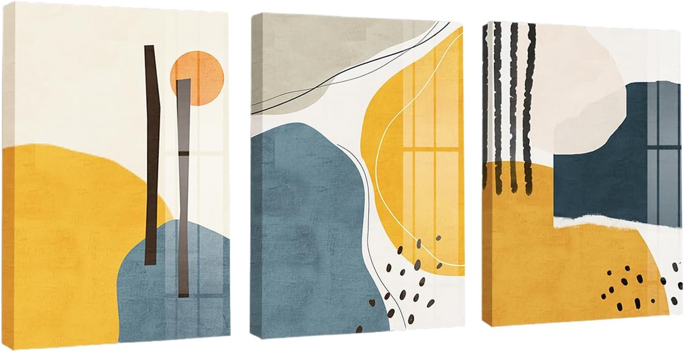 3 Pcs Framed Canvas Wall Art Abstract for Living Room | Modern abstract style, 12″ X16″, wall art for bedroom bathroom office