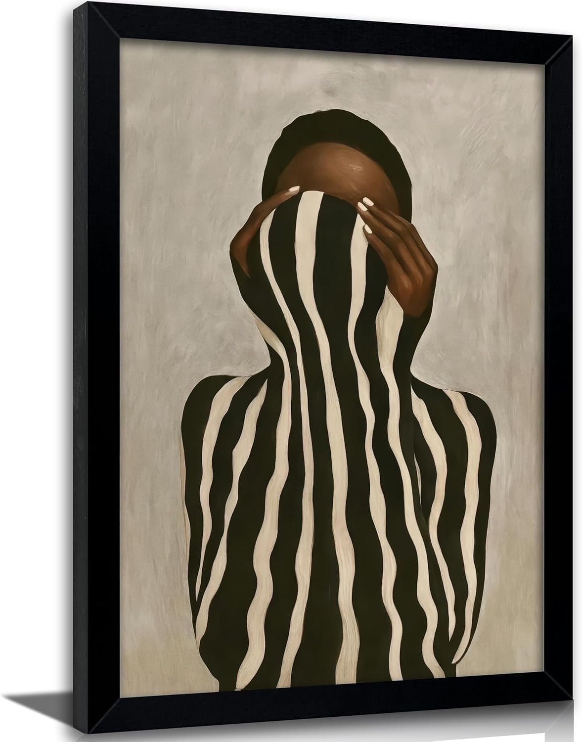 Black Woman Canvas Wall Art African American Picture Wall Decor Fashion Minimalist Poster Print Artwork for Living Room Bedroom Office Home Decoration Black Framed