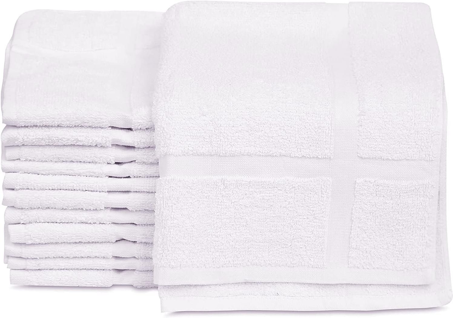GOLD TEXTILES 12 Pack New Cotton Blend Economy White Hotel Bath Mat Towel (18×25 Inches) Light Weight Quick Drying & Machine Washable – Hotel Supplies Shower Bath Mat Towel