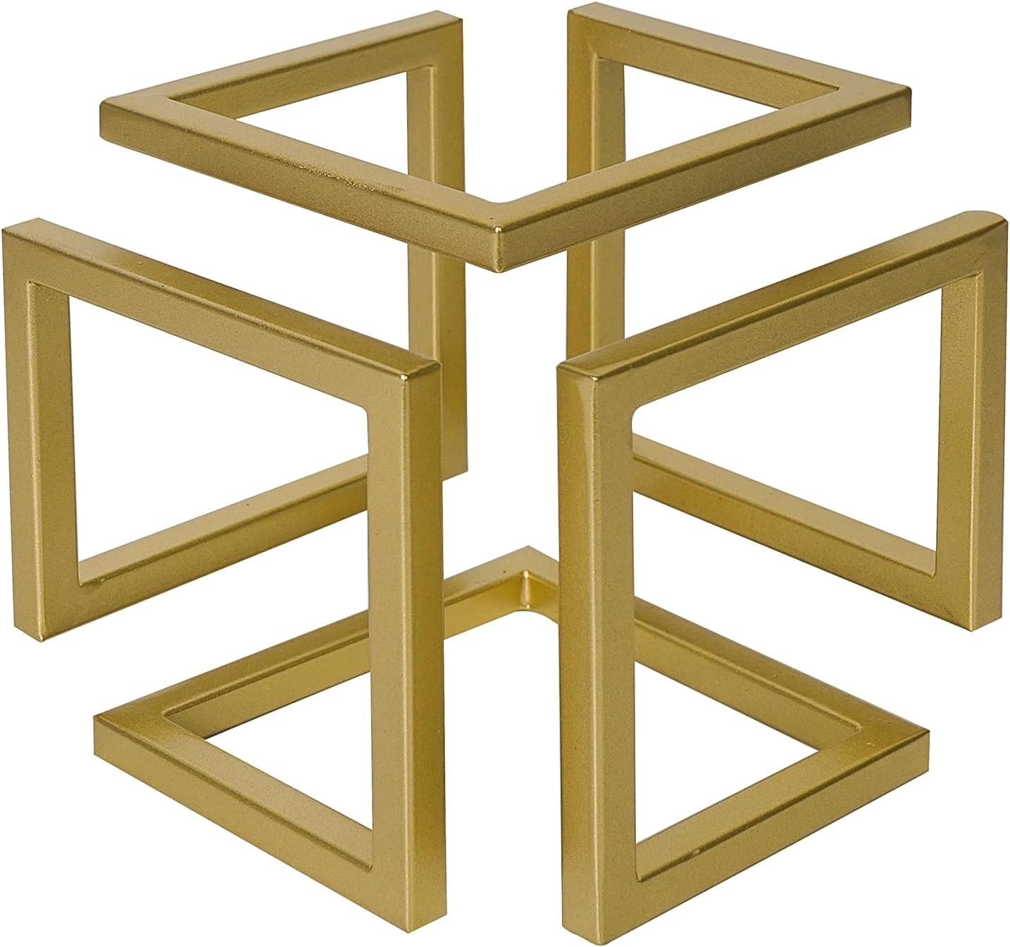 DreamsEden Geometric Cube Sculpture Gold Block Modern Statues Metal Art Decorative Desktop Ornaments