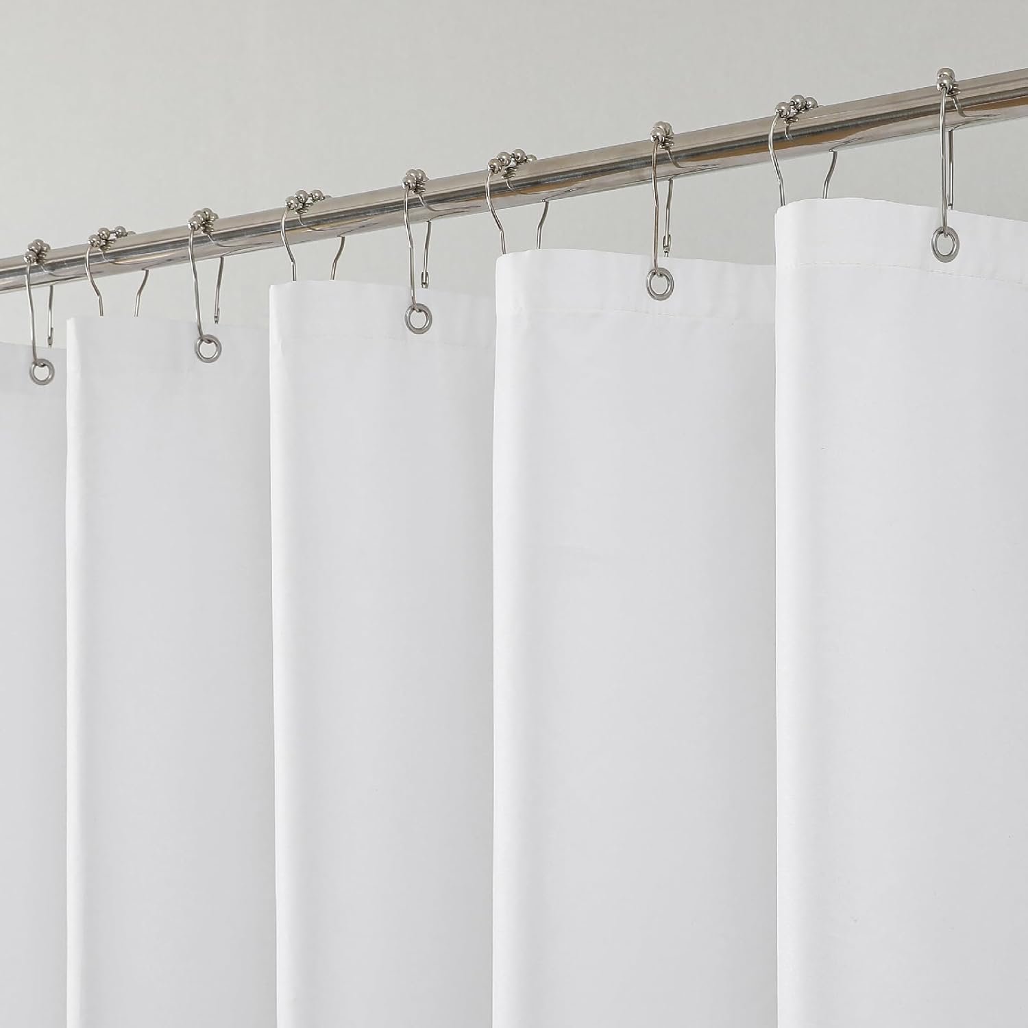 1 Pack Water-Repellent Fabric Shower Curtain Liner – Hotel Quality Machine Washable, 3 Heavy-Duty Magnets with Rustproof Grommets & Weighted Hem, Standard Size 72x72in White