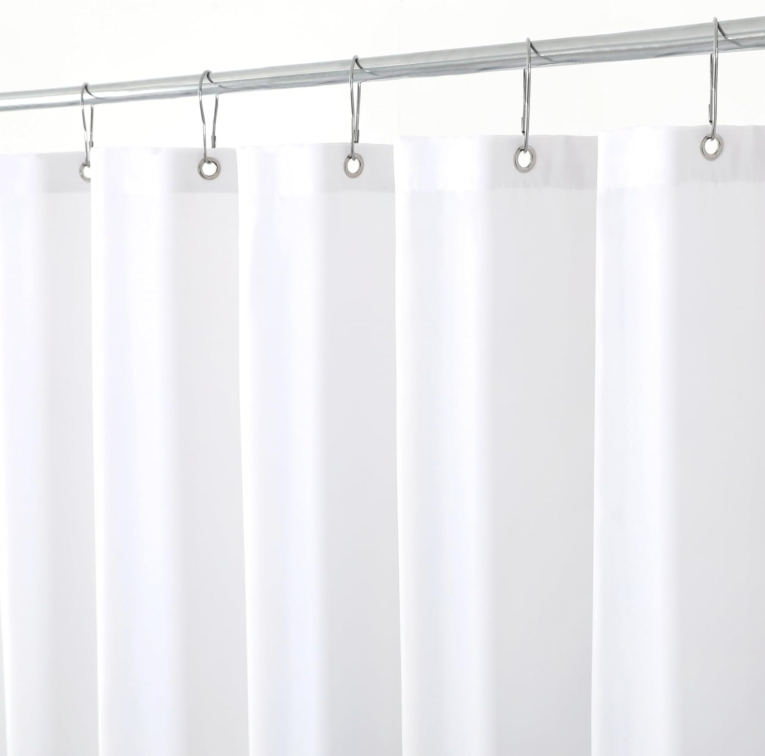 Biscaynebay Hotel Quality Fabric Shower Curtain Liners 72″ X 72″, White Water Resistant Bathroom Curtains Rust Resistant Grommets Weighted Bottom Hem Machine Washable