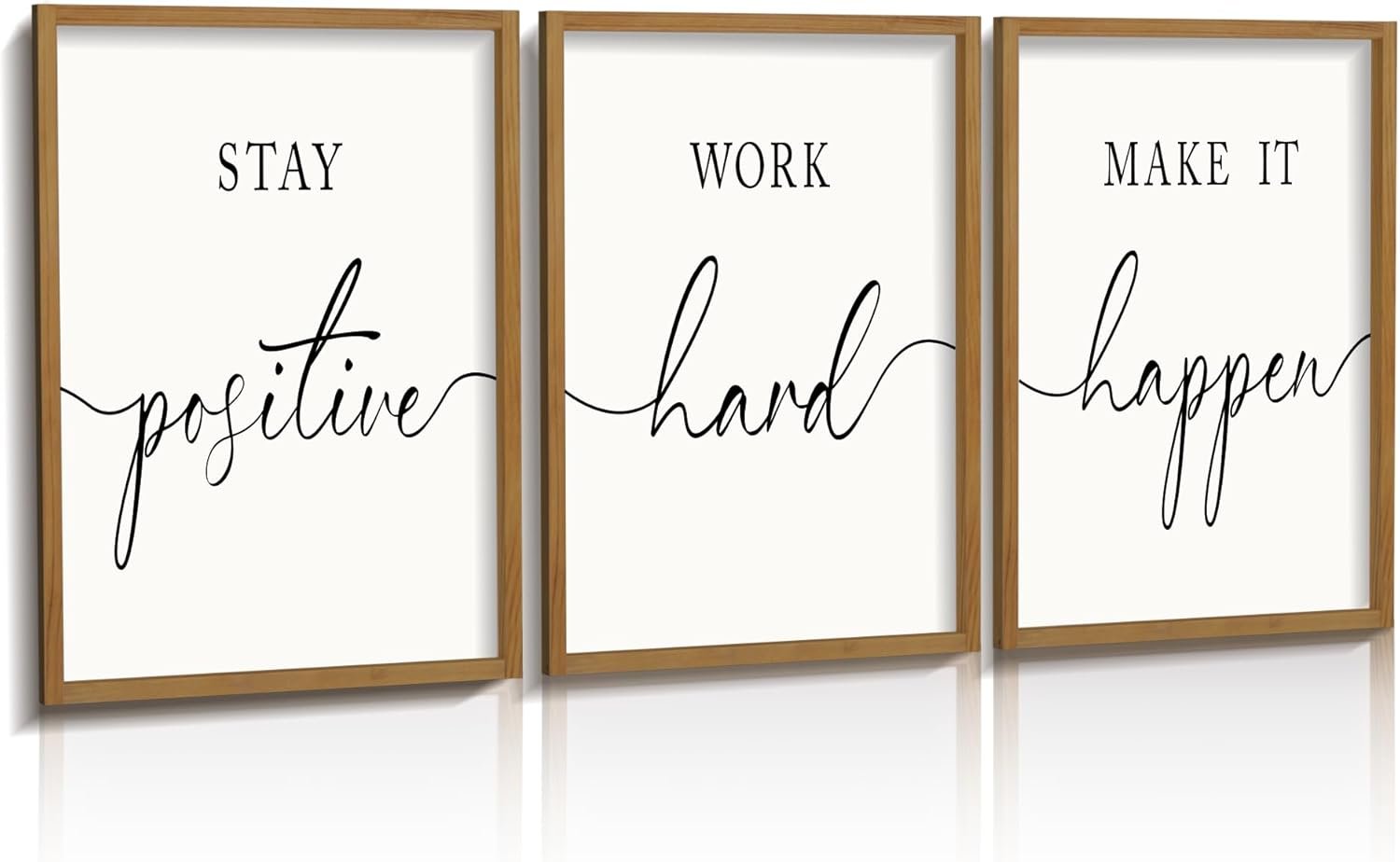 Heiple Motivational Wall Art 11″x14″ Framed Wooden Inspirational Office Wall Decor for Men Picture Poster Positive Work Hard Quote Wall Decor for Home Office Bedroom (Brown, 11”x14”)