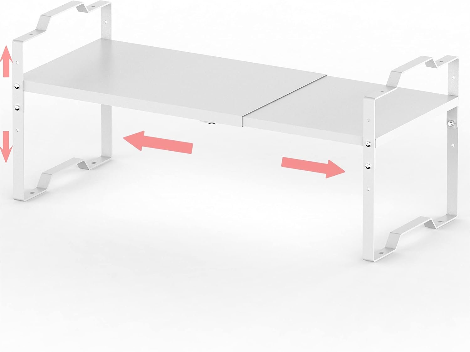 Jojocross Expandable Shelf for Cabinet Organizer Adjustable Stackable Spice Rack at Kitchen and Bathroom More, Counter Countertop Cupboard Organization Pantry Storage(MEDIUM/1PACK/WHITE)