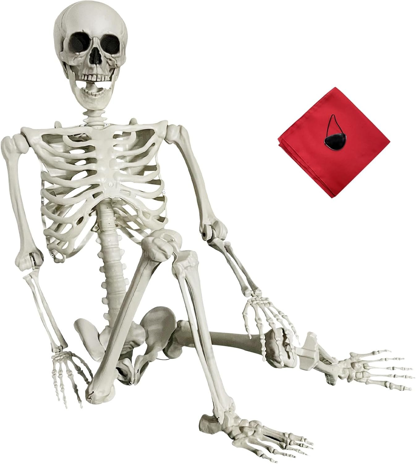 5.4Ft Halloween Skeleton – Life Size Full Body Realistic Human Bones with Posable Joints for Halloween Pose Skeleton Prop Decoration