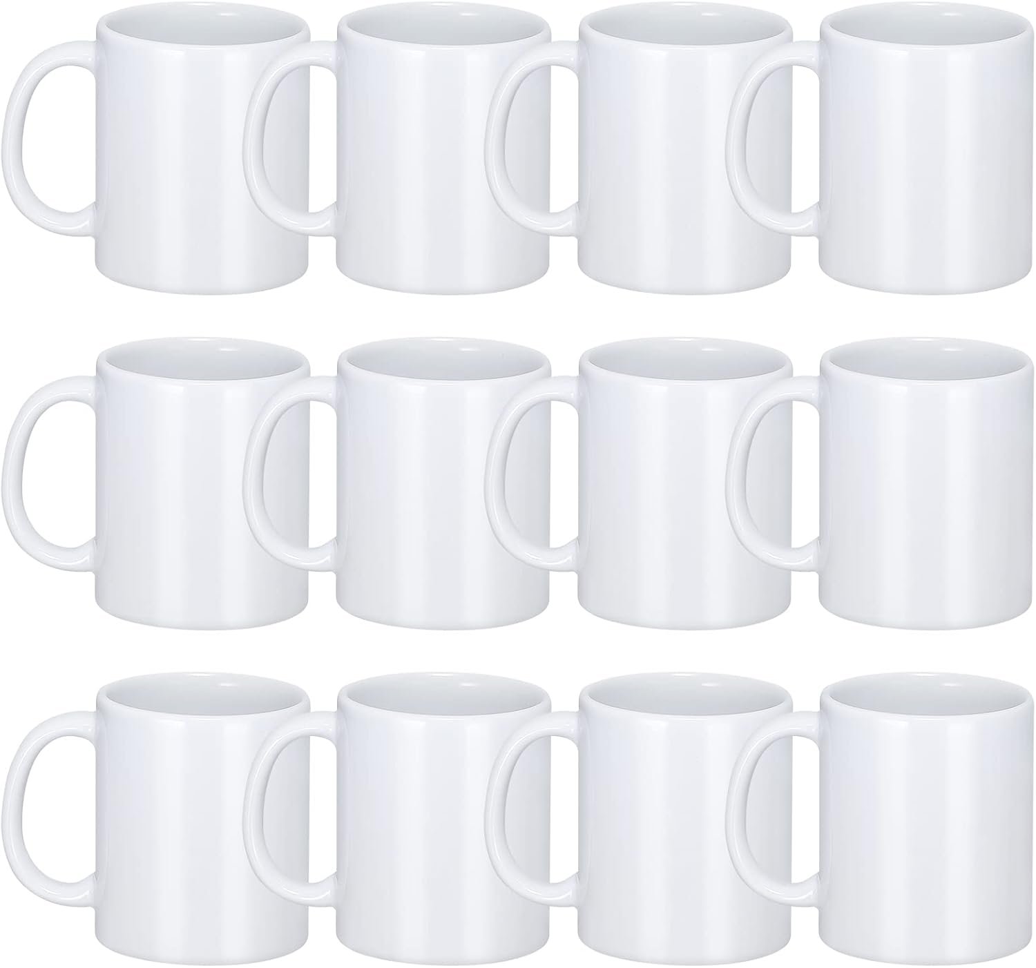 DANALLAN Sublimation Mugs, Premium Coffee Mugs Set of 12 White Ceramic Sublimation Cups 11 oz Christmas Coffee Mug for Soup Tea Milk Latte Hot Chocolate