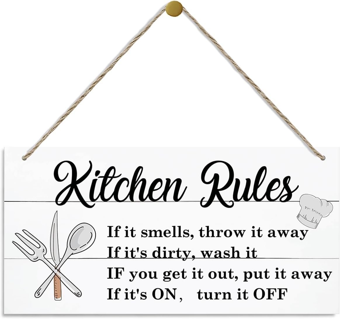 Kitchen Decor Signs, Decorative Wood Hanging Wood Plaque, Farmhouse Kitchen Decorations, Kitchen Art Wall Decor, Rustic Home Wall Decor, New House Decor for Kitchen, Kitchen Rules Sign