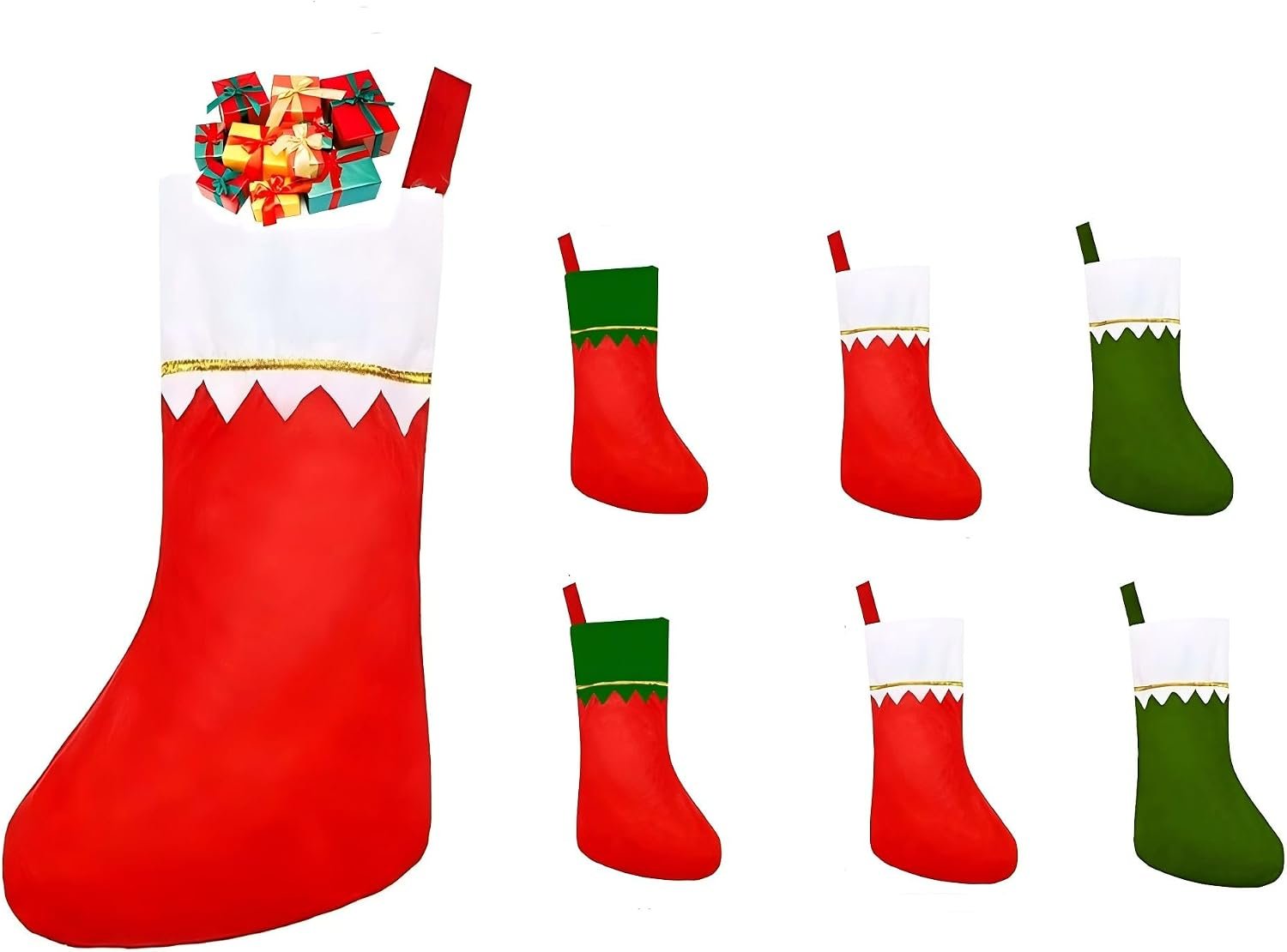 Aoshang 6 Pack15 Red Felt Christmas Stockings Xmas Candy Gift Stockings