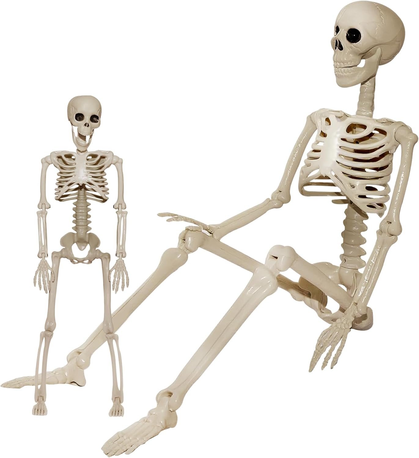 Skeleton Halloween Decorations Outdoor Indoor – 1Pcs 36″ 1Pcs 16″ Posable Plastic Skeleton,3FT Movable Joints Full Body Bones,Funny Halloween Decor for Party,Porch,Haunted House,Yard, Garden,Graveyard
