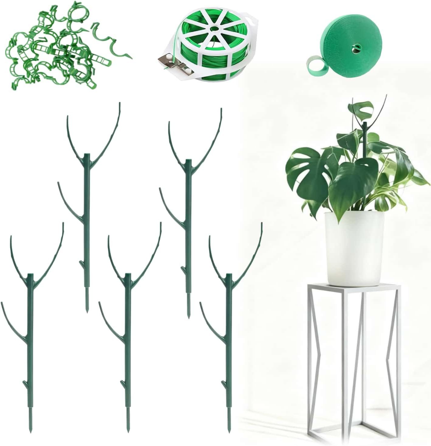 Stackable Monstera Plant Support Stakes，Plant Stand Indoor，Stackable Monstera Plant Support Stakes，Plant Stand Indoor，Garden Tools & Garden Accessories, Equipped with clipsstrapsVelcro (5pack)