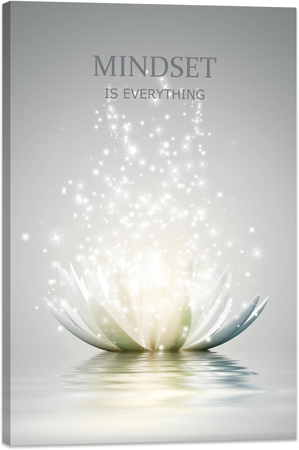 Lotus Flower Wall Art Canvas Mindset Motivational Quotes Poster for Zen Office Wall Decor Spiritual Meditation Prints Artwork Framed (12 x 16inches)