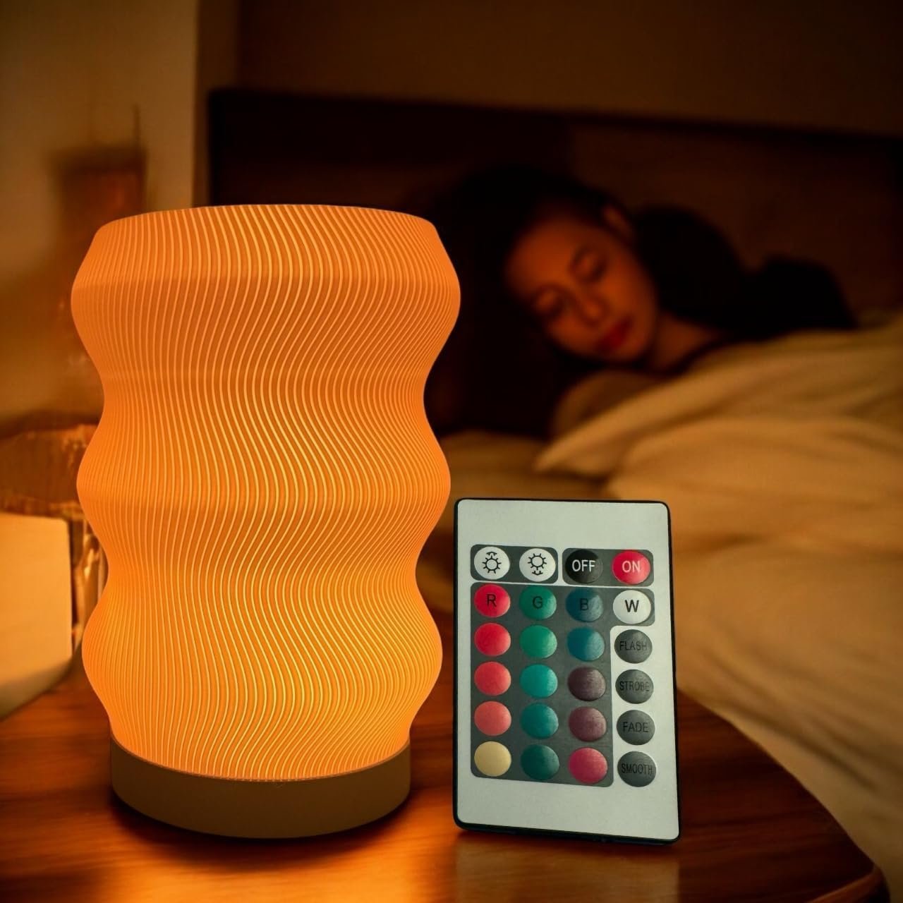 Wave Table Lamp – Modern Bedside Light for Bedroom, Desk, Nightstand, or Office – Mood Lighting Lamp – Eco-Friendly Gift Idea – Unique Home Decor – LED Night Light (Mini)