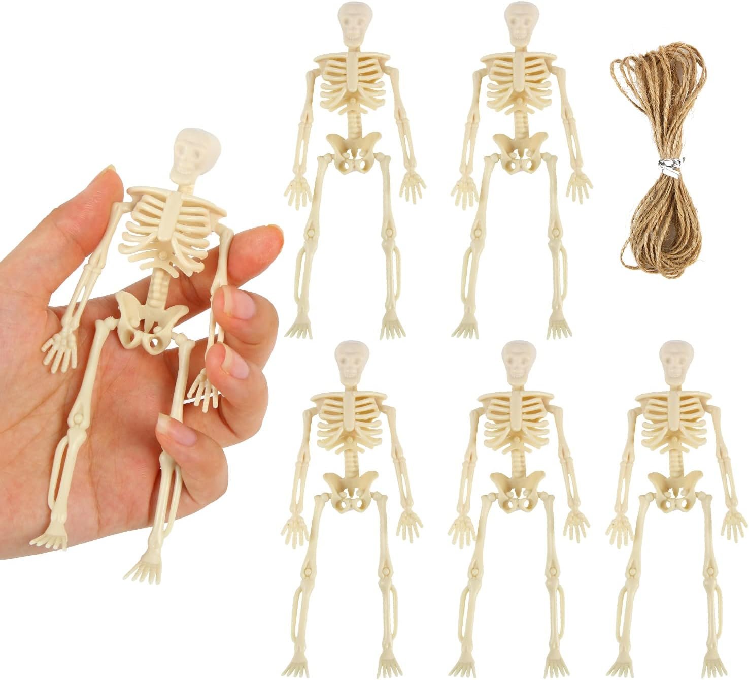FINGOOO Skeletons for Halloween Decor, 6 Piece Mini Seleton Figurines 6″ Small Skeleton Halloween Decoration for Haunted House Accessories Party Favors