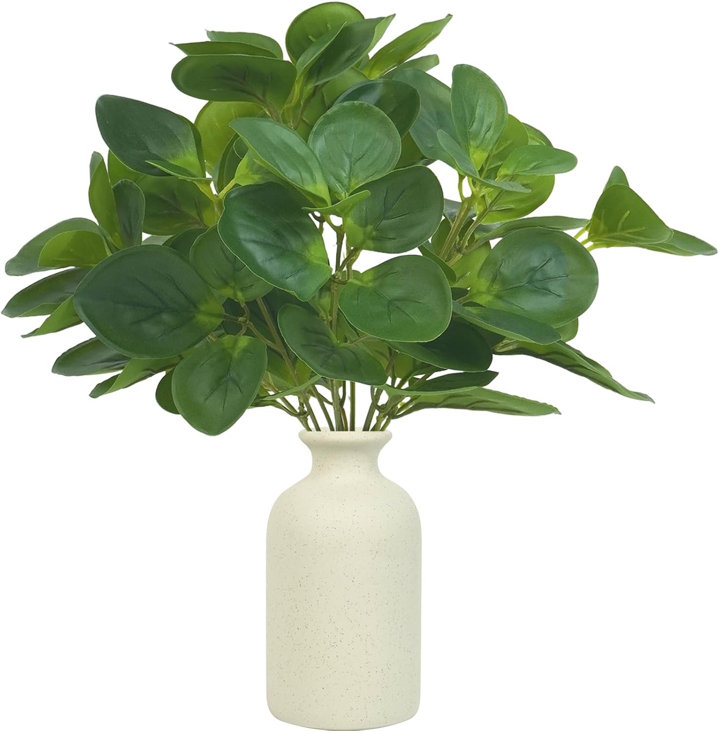 Small Fake Plant in Ceramic Pot, Eucalyptus Potted Artificial Plants Indoor 14″ Artificial Greenery UV Resistant Faux Eucalyptus Plant for Bathroom Shelf Office Desk Table Home Decor