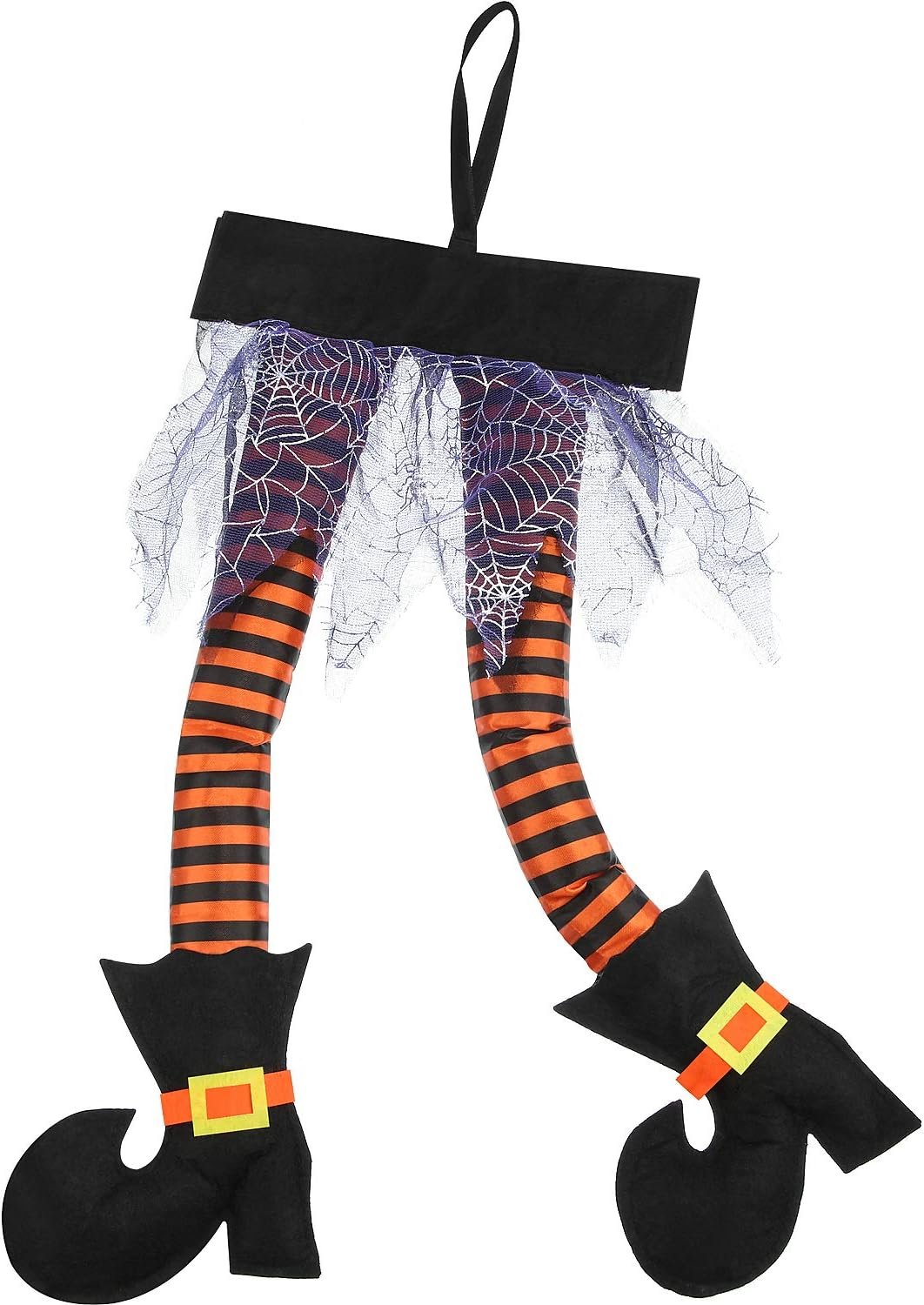 meekoo 1 Pcs Halloween Witch’s Legs for Wreath Plush Stuffed Witch Legs with Shoes Sticking Out of Window Door Car Auto Trunk Outdoor Novelty Hanging Car Trunk Yard Decor (Orange)