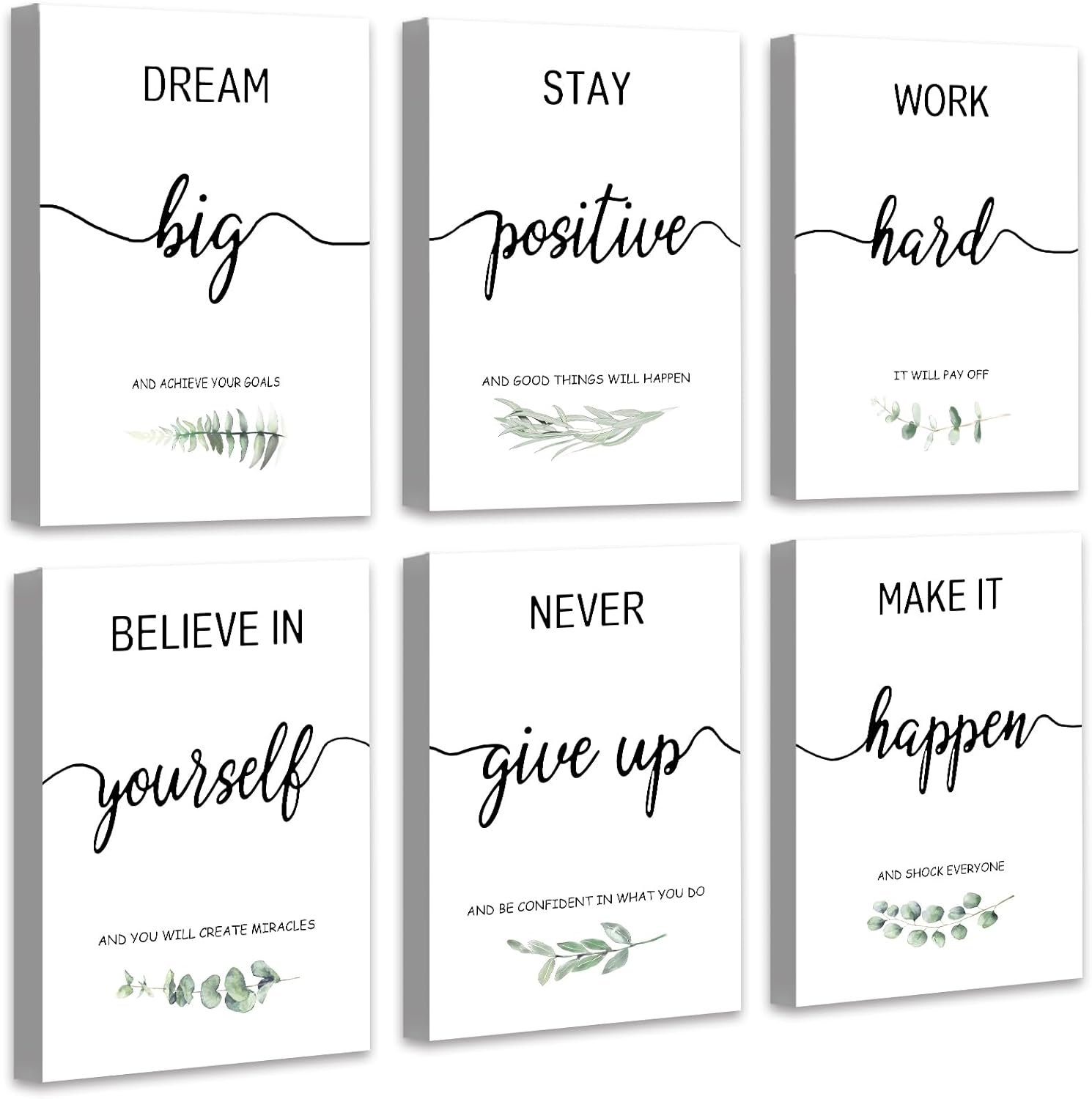 Drsoum Inspirational Wall Art Home Office Decor, Motivational Wall Decor for Bedroom Living Room Office Classroom, Positive Affirmations Quotes Poster Framed Art for Women Men Kids, 8″x10″,Framed