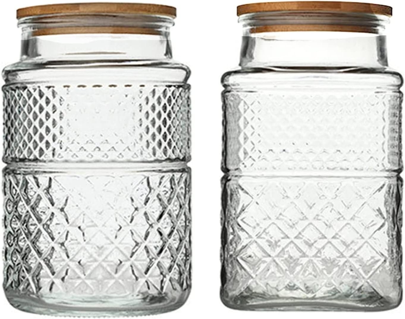 Prettidecor 60 FL OZ Large Glass Storage Jar with Bamboo Lid 2 Pack | Kitchen Laundry Room Organization Jar for Cookies Coffee Flour Sugar Laundry Pods Detergent Airtight Glass Jars