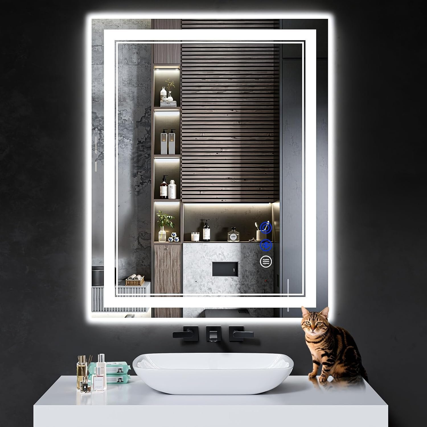 40″x30″ LED Bathroom Mirror with Lights,Anti-Fog,3 Color Modes