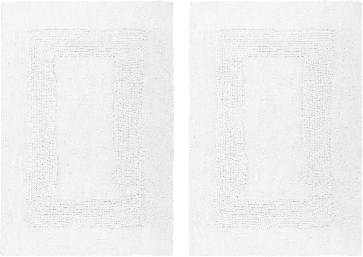 Cotton Craft 2 Piece Reversible Step Out Bath Mat Rug Set 17×24 White, 100% Pure Cotton, Super Soft, Plush & Absorbent, Hand Tufted Heavy Weight Construction, Full Reversible, Rug Pad Recommended