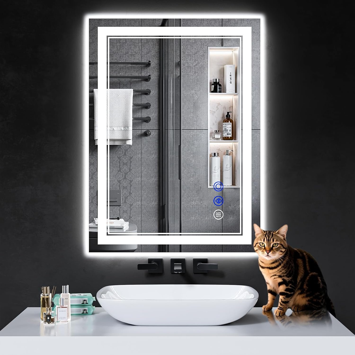 30″x22″ LED Bathroom Mirror with Lights,Anti-Fog,3 Color Modes