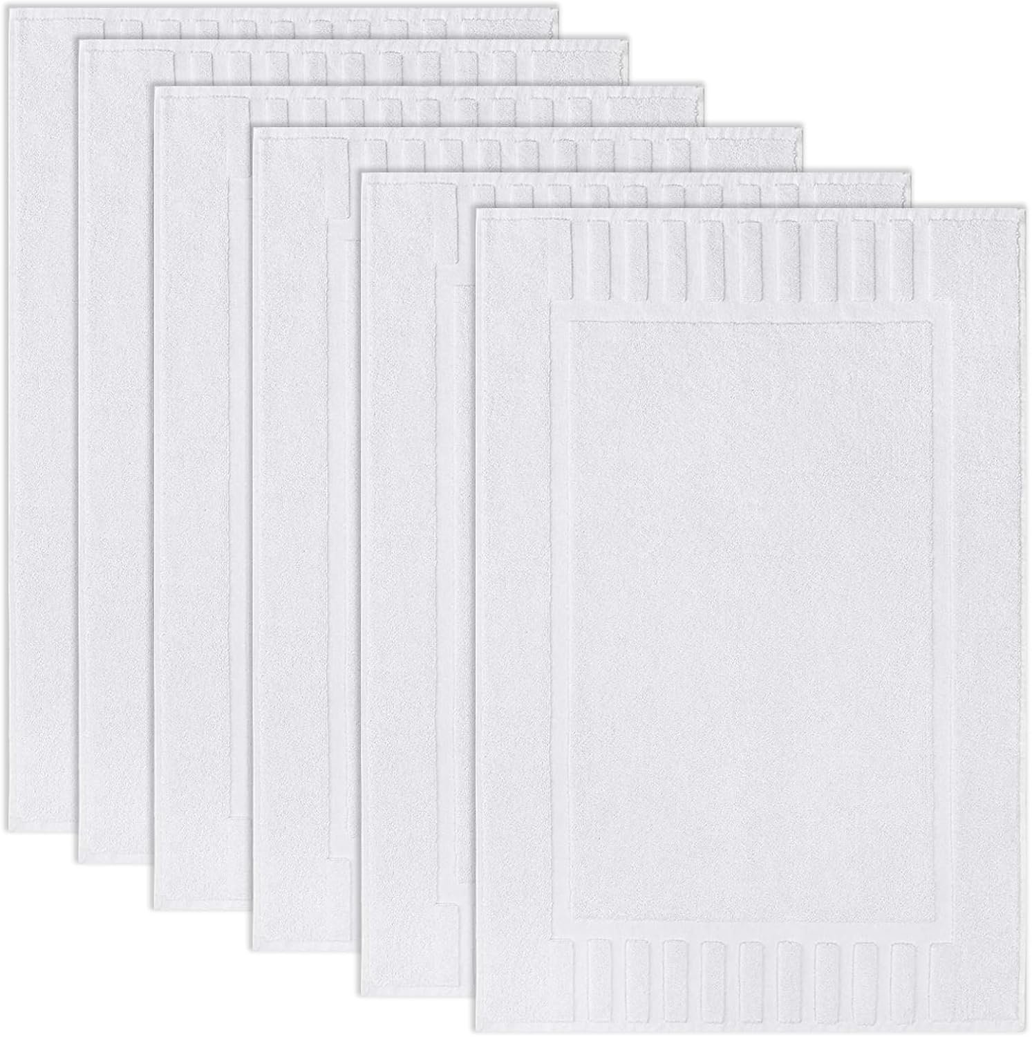 White Classic Luxury Bath Mat Floor Towel Set of 6-20×30 Inch, Absorbent Cotton Hotel Spa Shower/Bathtub Mats