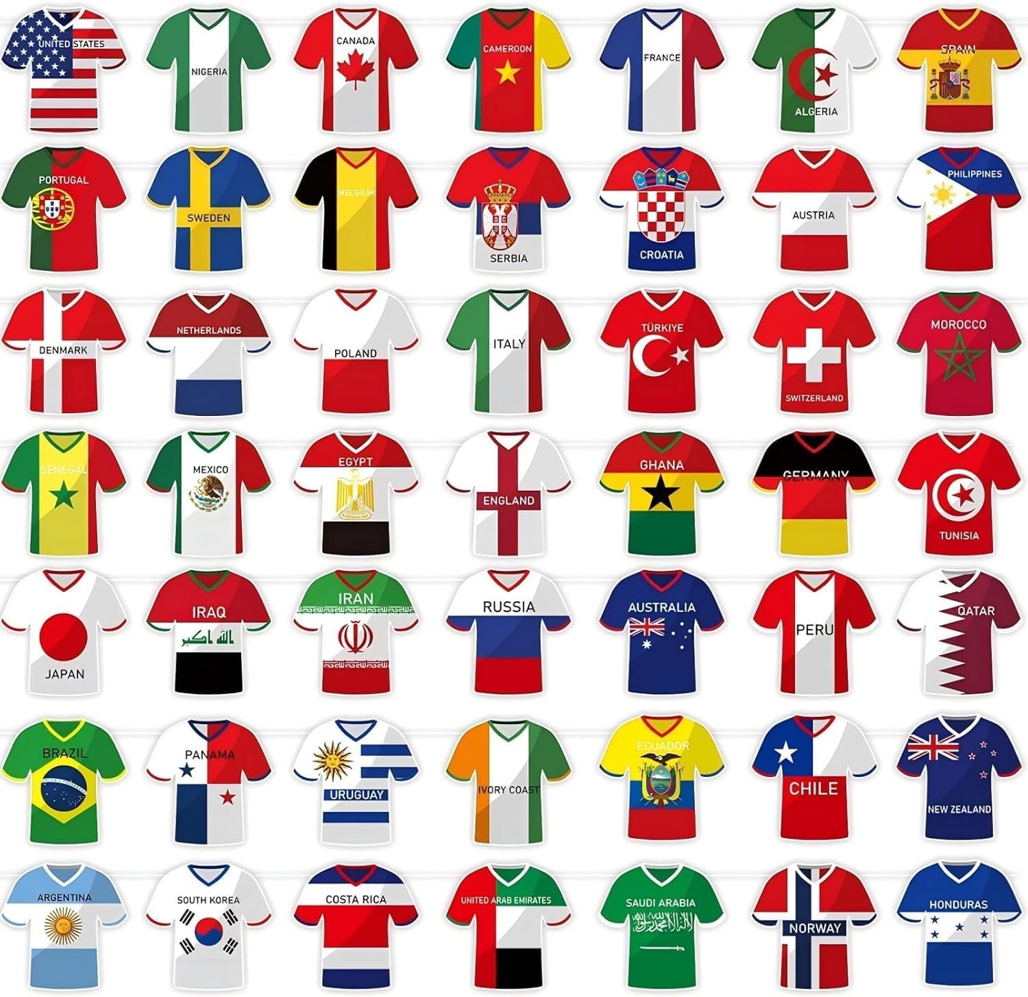 Halloween World Soccer Cup Party Decorations, 48 Countries Jersey Shaped International Flag Bunting Banner, World Flags Garland for Soccer Party, Sports Theme Outdoor Fan Decor