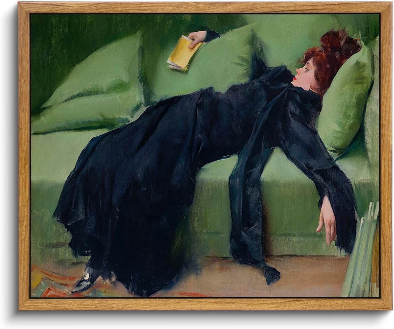 KBKBART Vintage Framed Wall Art, Moody Wall Decor Decadent Young Woman After the Dance Victorian Canvas Paintings, Vintage Wall Decor for Bedroom Living Room Home Office Classical Bathroom Decor Wall Art (8″x10″)