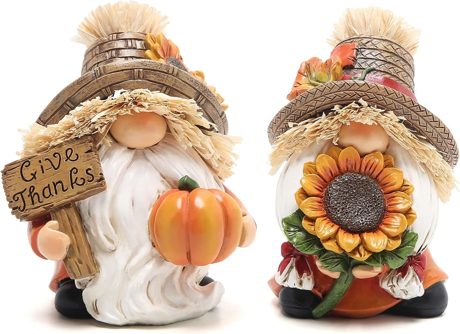 Hodao 2pcs Thanksgiving Pumpkin Gnomes Decorations Handmade Swedish Tomte Elf for Fall Decor Gift – Fall Thanksgiving Party Home Kitchen Table Decor – Autumn Gifts