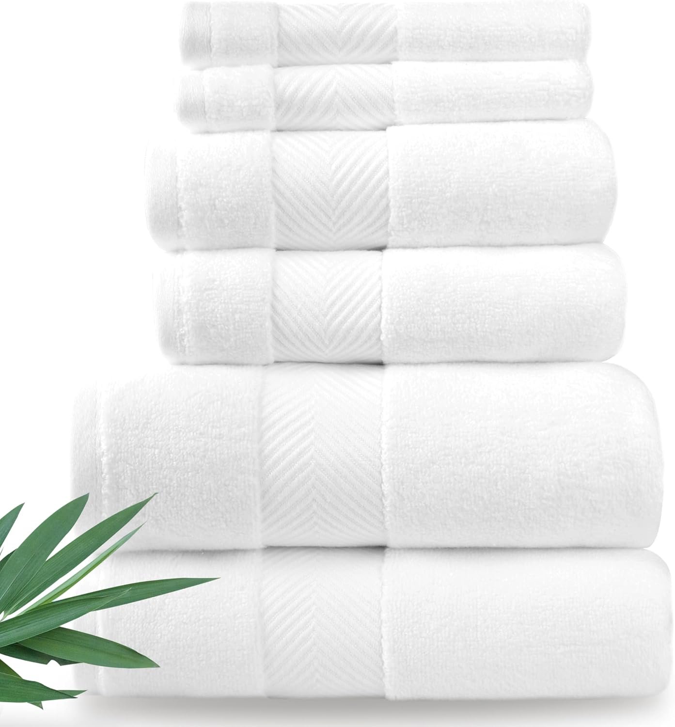 Alusa Home Ultra Soft & Plush Viscose from Bamboo Bath Towels – 700 GSM Luxury Bath Towels – 6 Piece Set – Super Absorbent & Quick Drying (White)