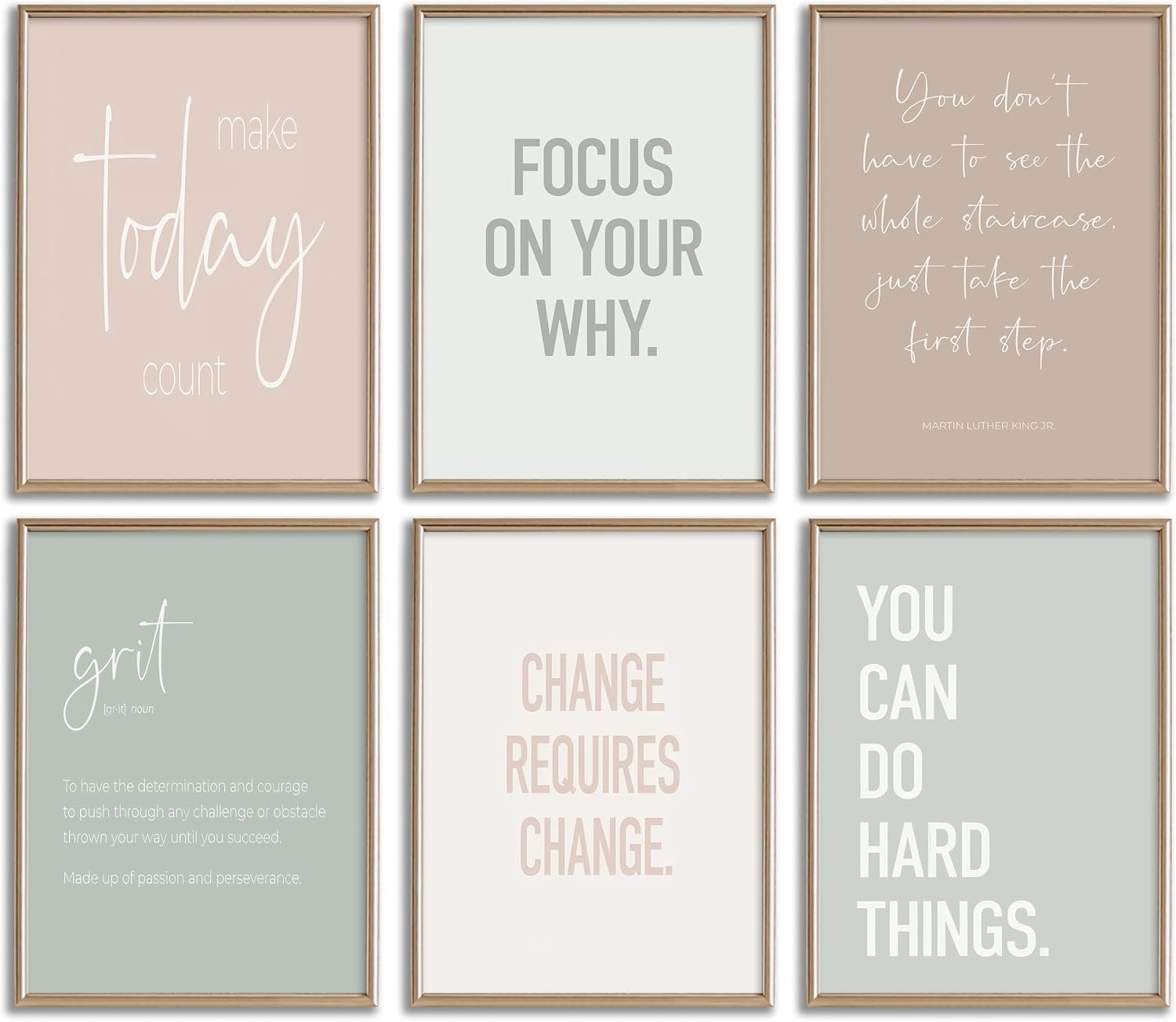 Inspirational Motivational Office Decor Posters Prints Unframed Set of 6, Minimalist Pastel Wall Art Print Decor, Positive Affirmations Team Teamwork Difference Maker Wall Picture, 8″x10″unframed