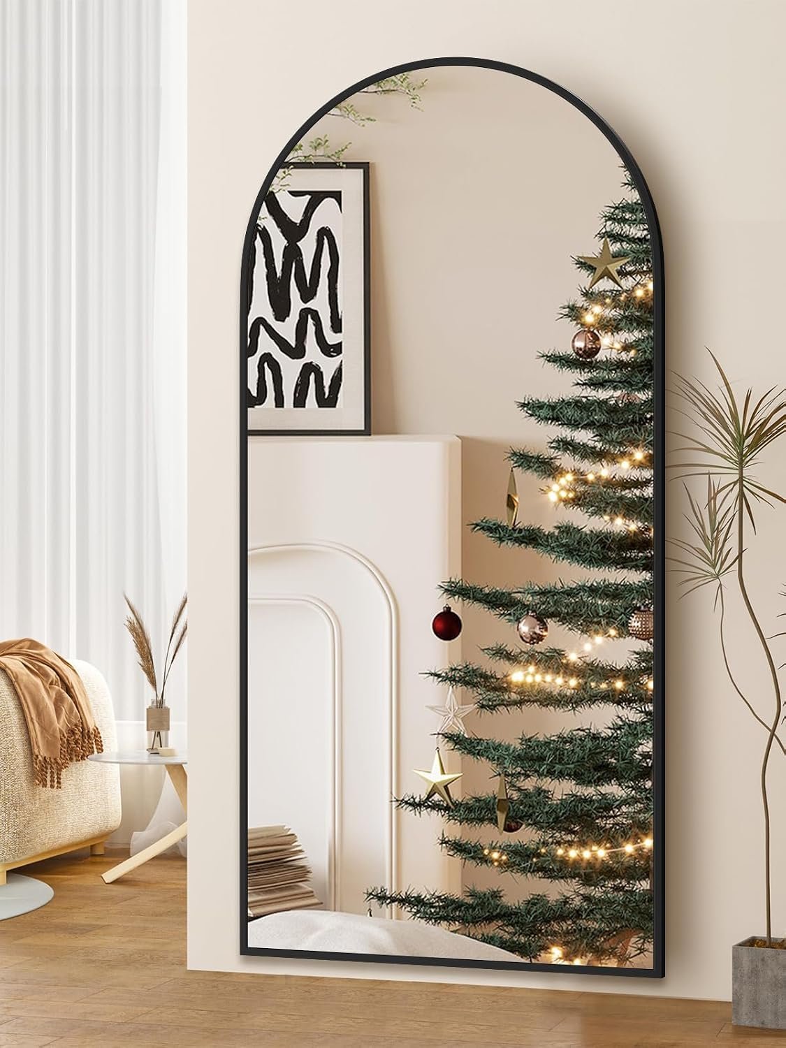 71″x32″Floor Mirror Full Length,Arched Full Length Mirror with Stand,Full Body Mirror,Hanging or Large Leaning for Bedroom Living Room Black