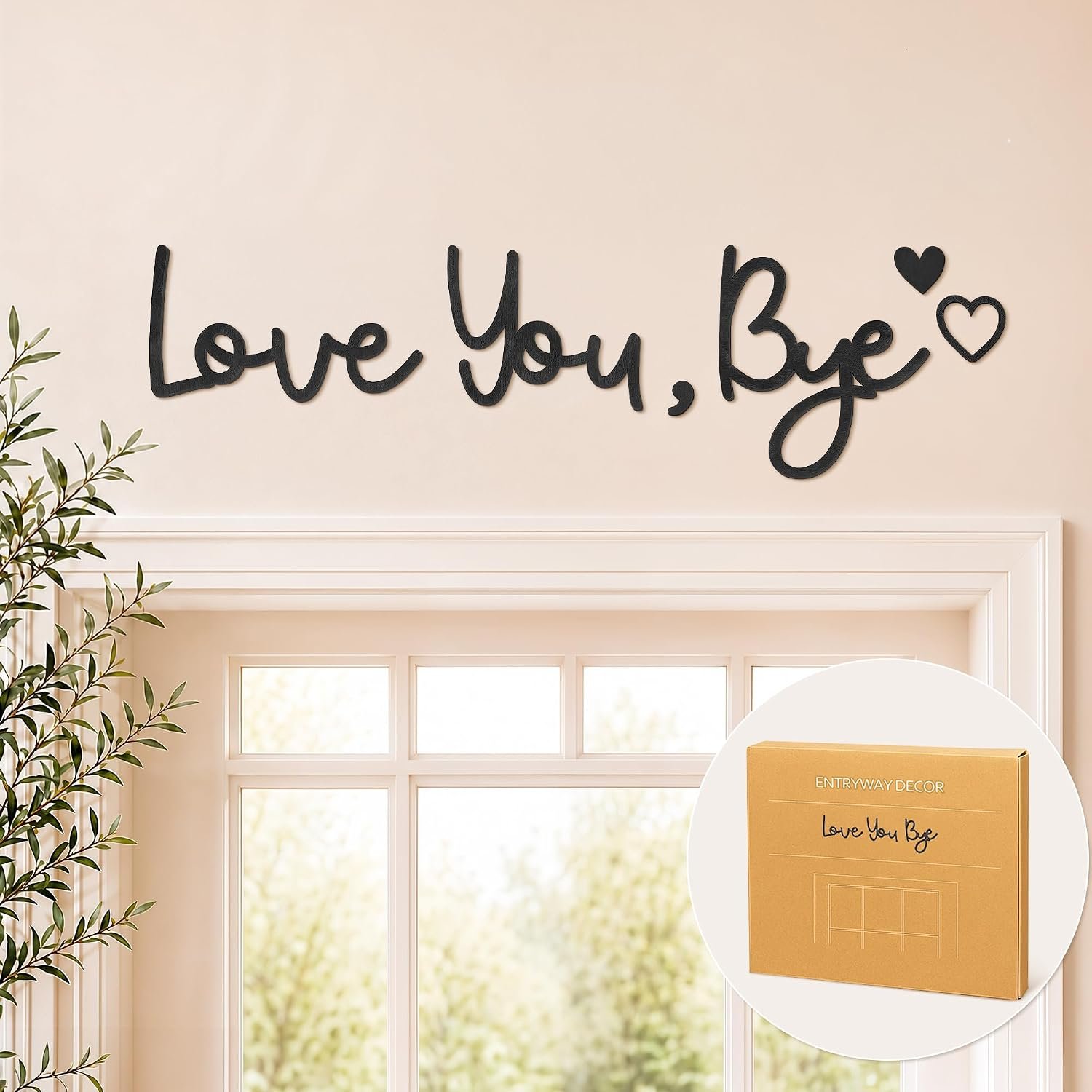 Dripykiaa Love You Bye Wood Sign Home Decor Boho Decor Wall Decor Express Love and Warm for Your Family Lovers Wall Art Gift Hallway Entryway Door Valentine Decorations for Home