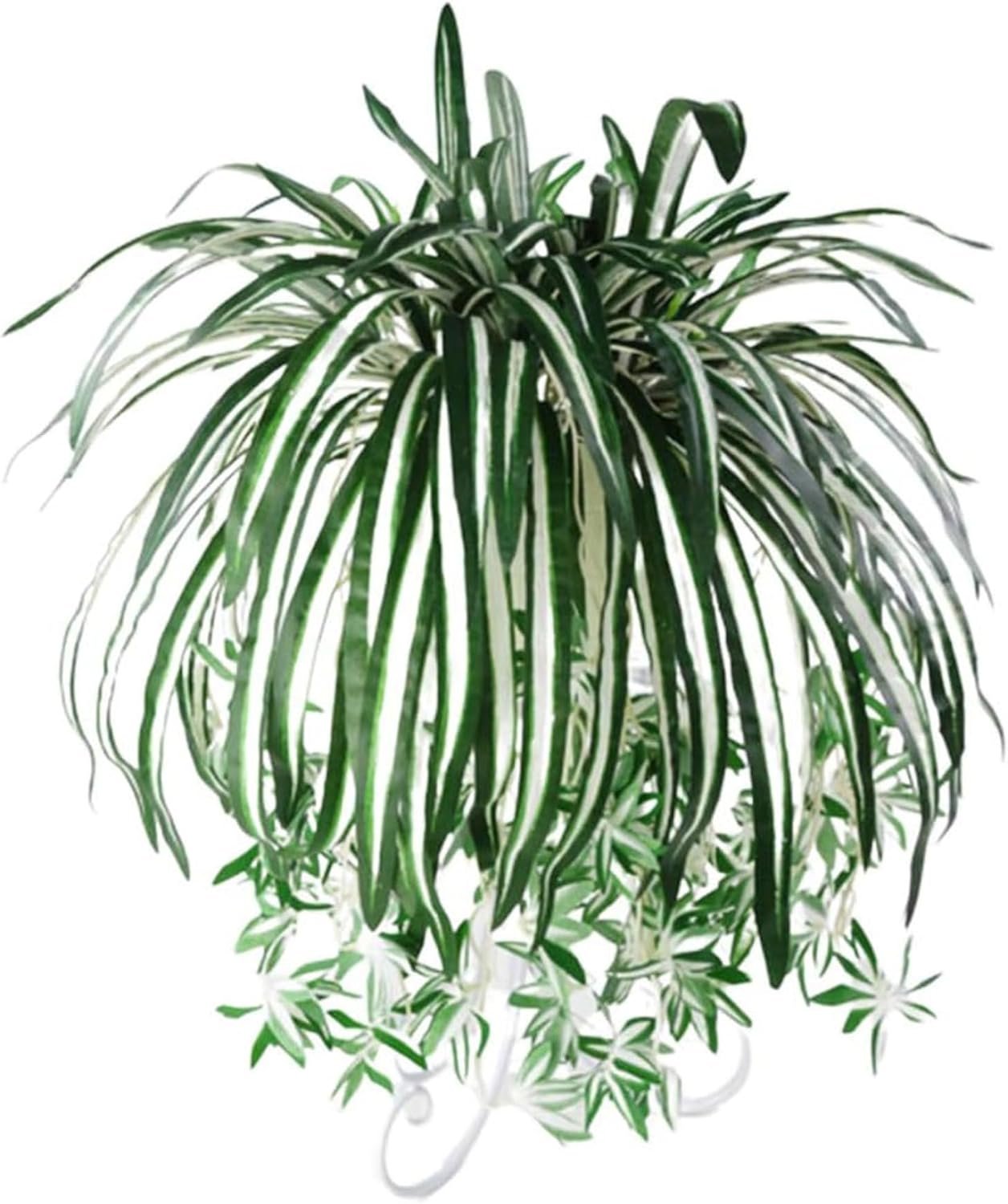 Artificial Greenery 24.4 in Silk Realistic Artificial Spider Plant with Indoor Outdoor Low-Maintain Decor Green Greenery for Office, Balcony