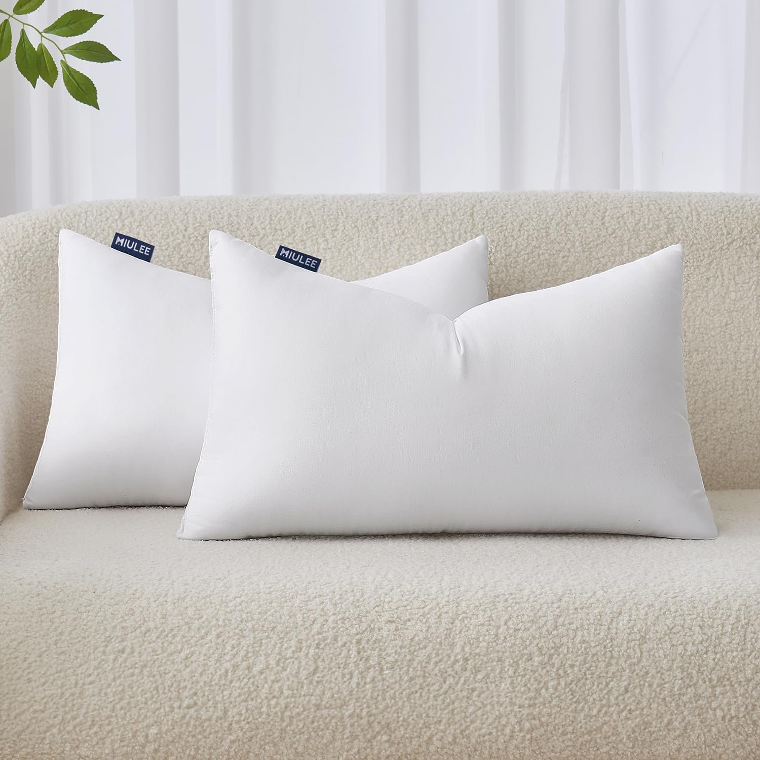 MIULEE 12×20 Inches Pillow Inserts Pack of 2, Decorative Throw Pillow Inserts for Couch