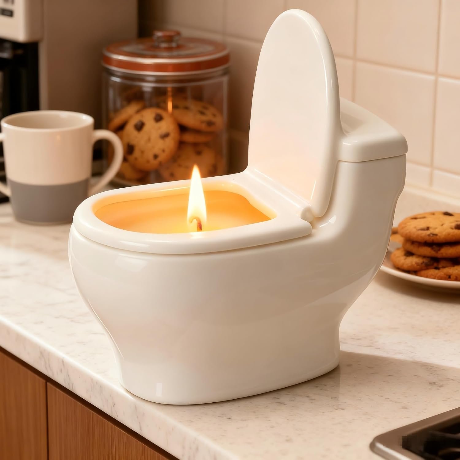 Toilet Shaped Scented Candles,Funny Gag Gift for Women & Men,Jasmine Fragrance Aromatherapy Candle is 6 Ounces, Burns for Over 42 Hours, Unique Candles for White Elephant Party,Birthday Prank