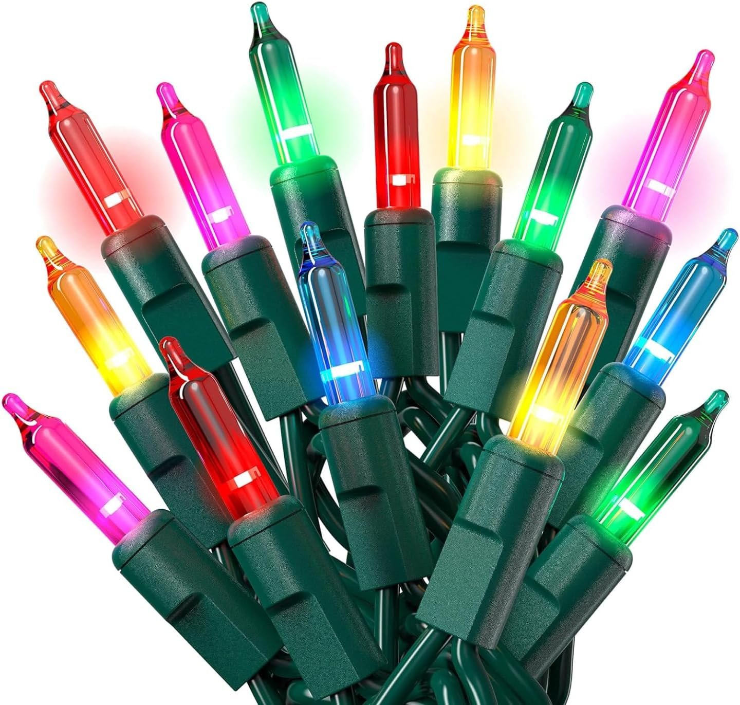 PREXTEX Multi Colored Christmas Tree Light String – Twinkle 200 Lights Mixed Color with Green Wire – 40 ft Outdoor Mardi Gras Lights for Holiday and Indoor Decorations