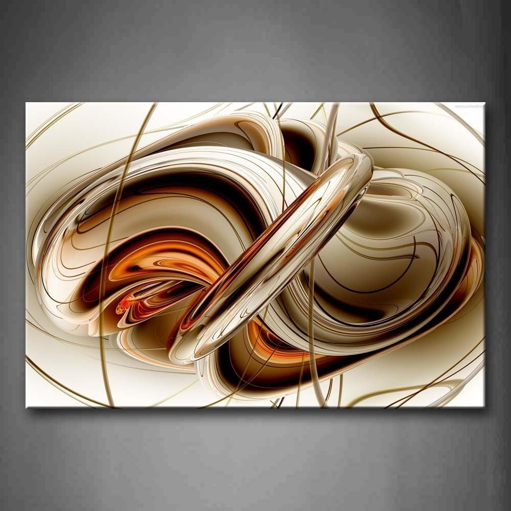 First Wall Art – Abstract Orange White Lines Wall Art Painting The Picture Print On Canvas Abstract Pictures for Home Decor Decoration Gift