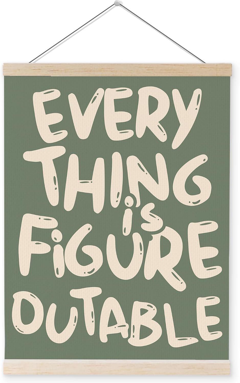 YQDEJ Everything is Figureoutable Inspirational Wall Art Poster Hanger Frame, Positive Affirmations Wall Decor, Motivational Wall Art for Home Office Classroom, 12×16 Inch